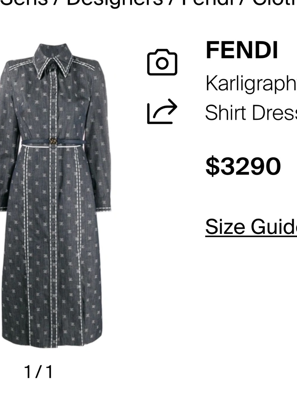 FENDI Karligraphy FF Denim Belted Shirt Dress IT 42 US 6
